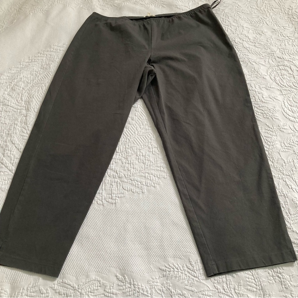 Eileen Fisher side zip ankle pants stretch organic cotton gray size XL